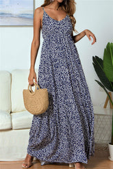 Robe mi-longue à bretelles et motif floral Trooper